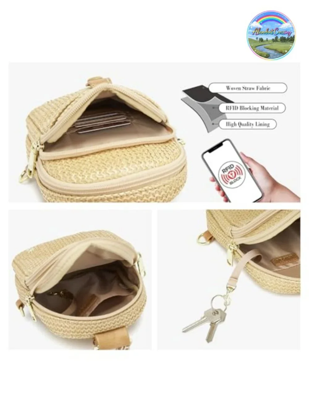 Woven Crossbody Purse RFID Blocking Sling Bag